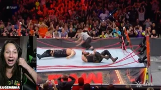 WWE Raw 4/17/17 The Ring implodes !! Braun vs Big Show
