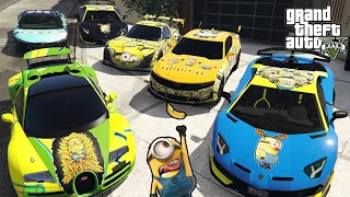 GTA 5 - Stealing MINION MOVIE Vehicles With Franklin! |(GTA V Real Life Cars #53)