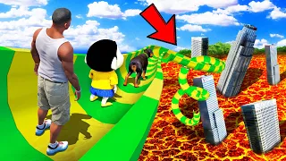 SHINCHAN AND FRANKLIN TRIED THE IMPOSSIBLE GIANT LAVA WATER SLIDE CHALLENGE  IN GTA 5