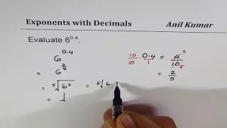 Evaluate 6 to power of 4 tenths 6^0.4 and Write correct Solution