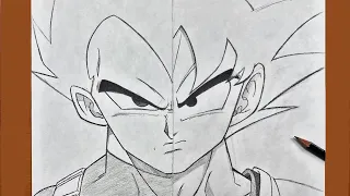 How to draw Goku vs Vegeta step-by-step | Easy to draw