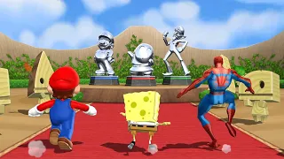 Mario Party 9 Step it up - Luigi Vs Spider Man Vs Mario Vs Spongebob (Master Difficulty)