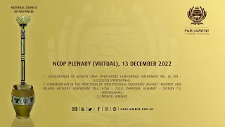 NCOP PLENARY (VIRTUAL), 13 DECEMBER 2022