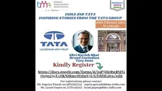 India and Tata – Inspiring Stories from the Tata Group by Mr. Harish Bhat