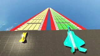 Yellow Ramp vs Green Ramp - Crazy speed boost Race