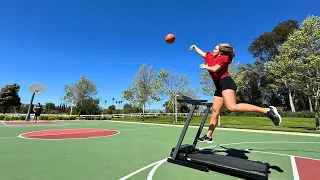 Treadmill Basketball Trick Shot Battle vs Jenna Bandy!