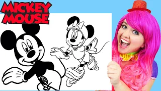 How To Color Mickey & Minnie Mouse | Markers & Crayons