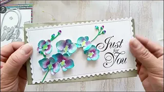 2024 NEW | Moth Orchids Flowers Cards Tutorial - #Alinacutle® #AlinaCraft #handmadecards