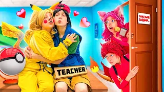My teacher crash! Dating a Pokemon teacher in real life! Pokémon School!