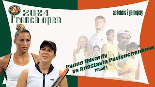 Panna Udvardy      vs Anastasia Pavlyuchenkova       🏆 ⚽ French  Open (05/27/2024) 🎮 gameplay AO  2