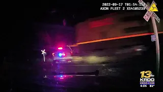 Video shows train hit Platteville patrol car with woman inside