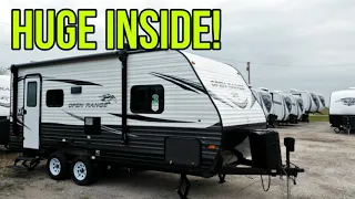 Crazy Compact RV that's HUGE inside! Open Range 20FBS