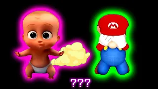 10 Boss Baby Fart & Mario Crying Sound Variations in 40 Seconds