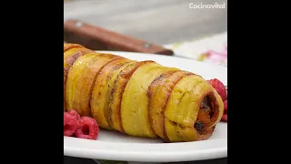 Rollo de plátano macho con carne de res molida y frutos secos | Cocina Vital