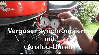 Vergaser synchronisieren mit Analog-Uhren (am Beispiel einer Moto Morini 400)