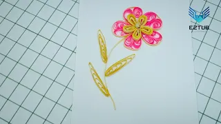 Creating Pink Orchids Gold Border with Quilling Tips and Tricks for a Finish