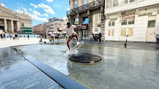 SKIMBOARDING IN THE MIDDLE OF A CITY?