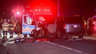 Multiple injuries in violent crash involving SUV, ambulance