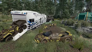 Camping extrême dans la boue avec des quads et des voitures de luxe | FS 22 Roleplay