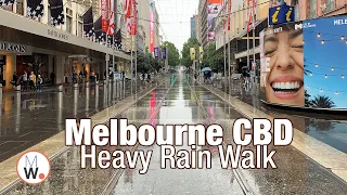 Melbourne CBD: Heavy Rain Walk⛈☔🚶‍♀️【4k】#ASMR