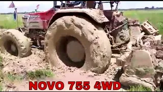 MAHINDRA NOVO 755 DI 4WD IN DEEP MUD ( 75 HP)