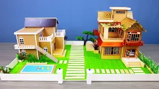 2 Building Mansion House From Cardboard With Zen Garden & Pool Compilation - Model 06
