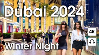 Dubai 🇦🇪 Winter Night in Dubai With Lounge Music [ 4K ] Walking Tour