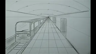 how to draw one-point perspective for beginners - subway train