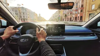 POV morning city driving Minsk, Belarus - Geely Emgrand 2023