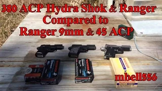 Concealed Carry Ballistics: 380 ACP vs 9mm vs 45 ACP,  Hydra Shok vs Ranger