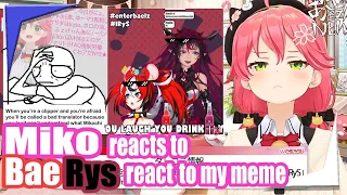 Miko reacts to BaeRys react to my meme! 【Hololive Engsub】