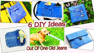 6 DIY Easy Projects  From One Pair Old Jeans - Simple Recycle Out Of Old Denim - Old Jeans Crafts