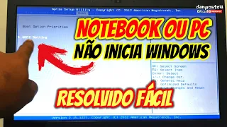 Notebook ou PC nao dá boot no windows| Fica no setup bios | Sistema não inicia | Como resolver fácil