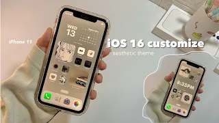 iOS16 aesthetic customization 🥯|custom lock screen, widget, icons tutorial