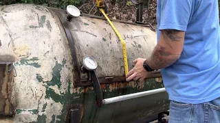 Part 6, taking measurements of my 500 gallon primitive pits offset smoker.