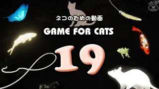 【猫用動画MIX19】黒背景/鯉紐蛙鼠蝶ねこじゃらし 30分 GAME FOR CATS 19