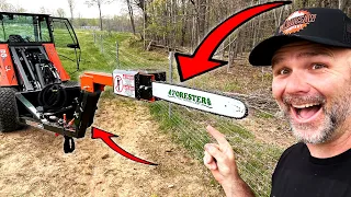 Got Chainsaw? You've never seen a Tractor Attachment like this! 20ft reach!