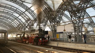 Die 01 202 verlässt Dresden über die Tharandter Rampe zurück in die Schweiz (über 1000 km), 15.4.19