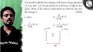 Two parallel infinite line charges with linear charge densities ( ...