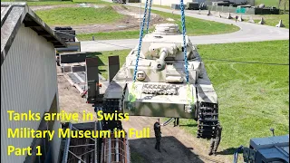 Tanks arrive in the Schweizerischen Militärmuseum Full-Reuenthal, Switzerland. Part 1.