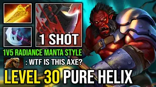 LEVEL 30 Radiance AOE Burning 1v5 Culling Blade 250 Damage Per Sec 100% Pure Helix Spin Axe Dota 2