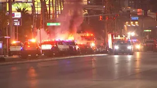 Suspect in custody following fiery standoff near Las Vegas Strip