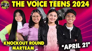 The Voice Teens Philippines 2024  Knockout Round MarTeam April 21 | The Singing Show TV