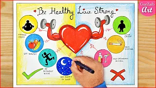 World Heart Day Drawing ❤️ Healthy Living poster chart || project making for competition