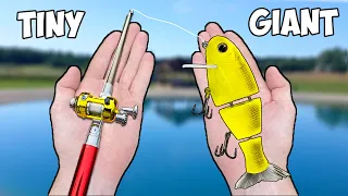 Tiny Rod Giant Lure Fishing Challenge