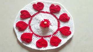 How to make doormat/table mat मेक्रम/ऊन से बनाये हार्ट sheped टेबलमेट/डोरमैट/कान्हा ड्रेस/थालपोस