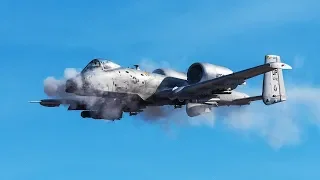 Awesome A-10 Warthog in Action / Practice Targeting Unmanned Moving Targets