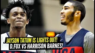 DON'T CHALLENGE Jayson Tatum To a Shooting Contest! DeAaron Fox vs Harrison Barnes at USA Practice!