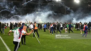 St Etienne ATTACK their own players and invade the pitch with FLARES after being relegated