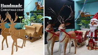 Santa Claus Making at Home From Waste Materials |  Cardboard Sleigh & Paper Mache Reindeer Making